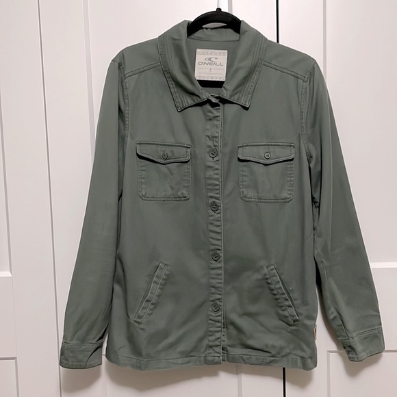 O’Neill button down lightweight utility jacket. Army green. Small. - Picture 1 of 4